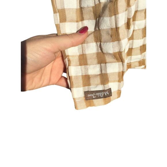 Matilda Jane Womens Peasant Top Size XS Plaid Tan Gingham Fall Preppy Blouse - Picture 11 of 13